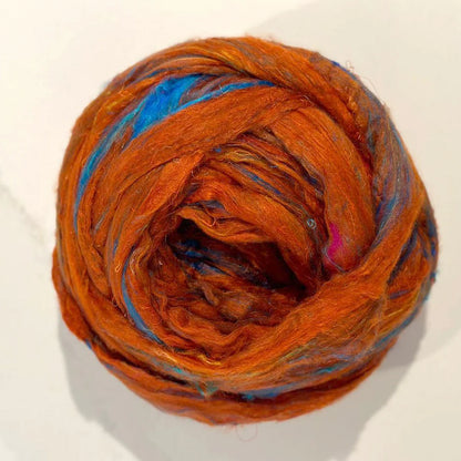 Recycled Sari Silk Top - Beach Fire