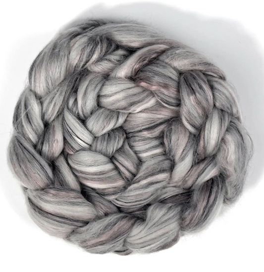 Paradise Fibers 80/20 Merino & Mulberry Silk Top – Black Marble