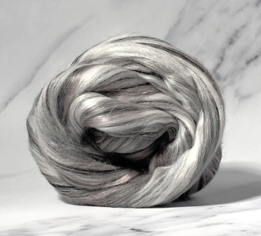 Paradise Fibers 80/20 Merino & Mulberry Silk Top – Black Marble