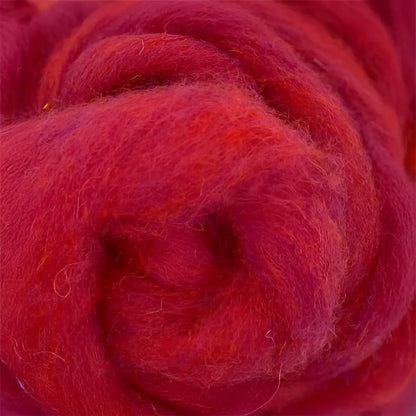 Dyed Carded Corriedale Wool – Tutti Frutti Sour Cherry