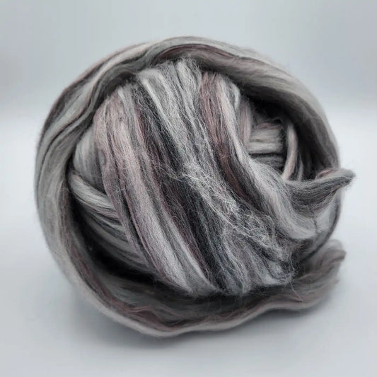 Paradise Fibers 80/20 Merino & Mulberry Silk Top – Black Marble