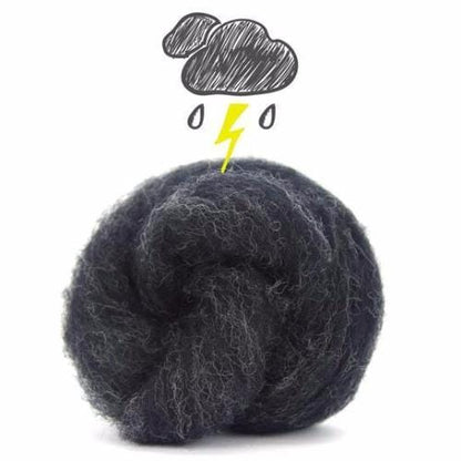 PF Carded Corriedale Five Days of Grey - Thunder