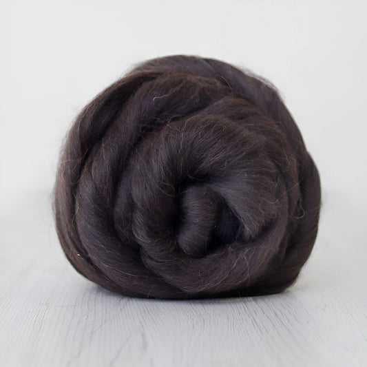Superfine Natural Undyed Alpaca Top - Very Dark Brown
