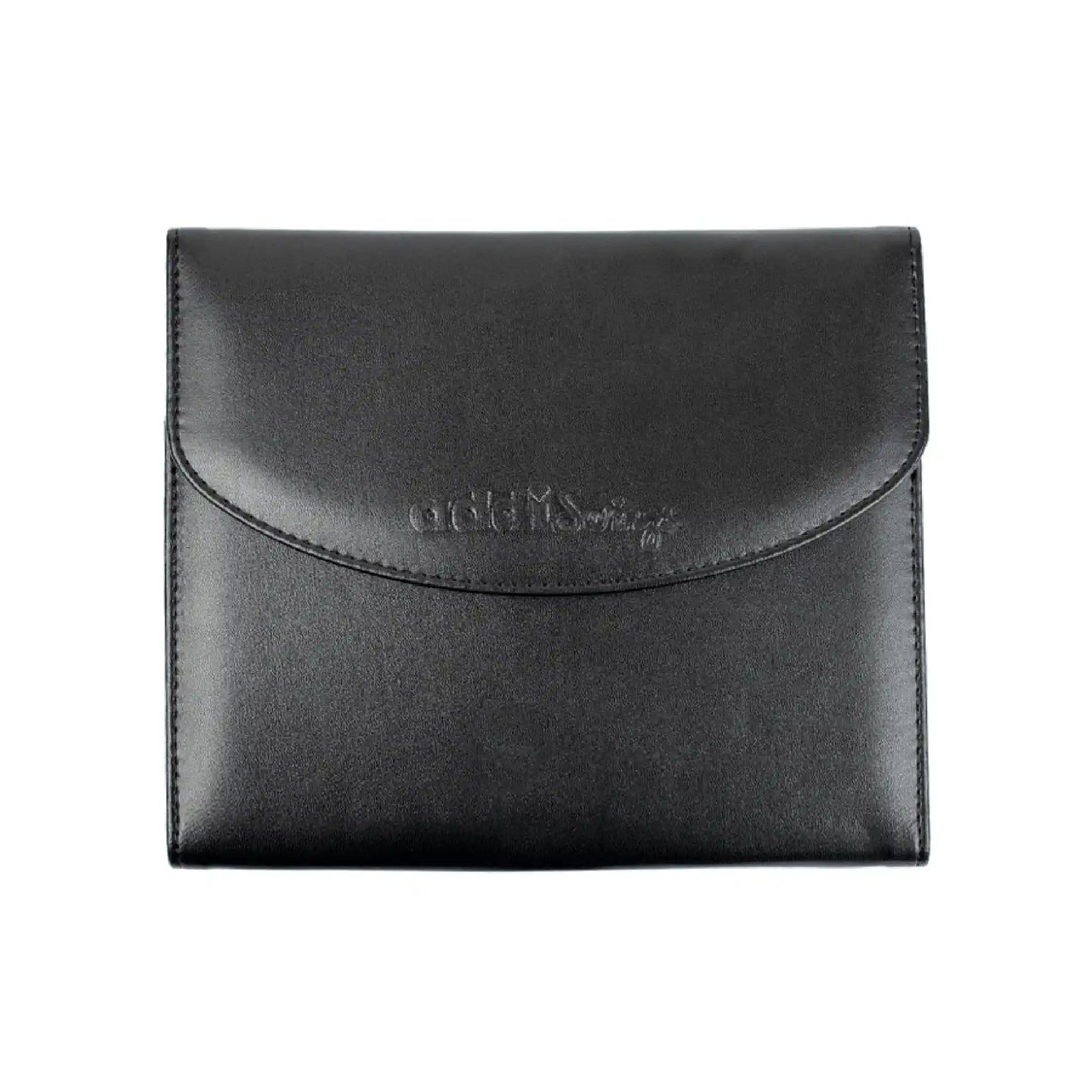 Addi Swing crochet hook case in black faux leather with magnetic snap closure
