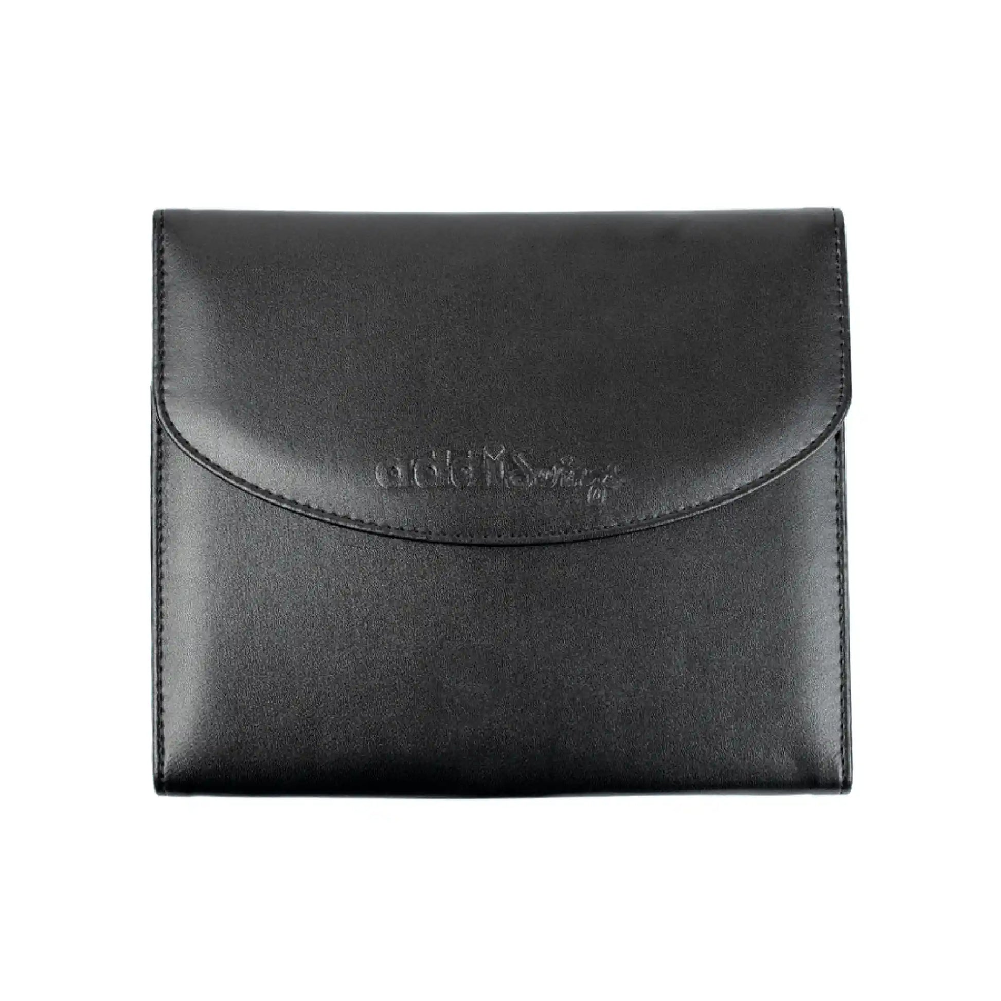 Addi Swing crochet hook case in black faux leather with magnetic snap closure