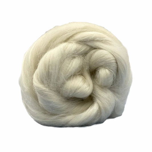 White - Alpaca/Tussah Silk Fiber Top Blend