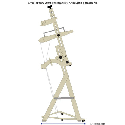 Arras loom with Beam Kit, Arras Stand and Treadle Kit, 19 In total depth