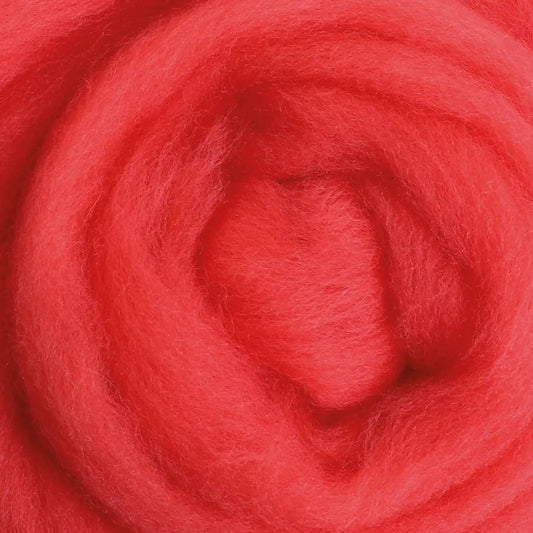 Ashford Solid Colored Corriedale Sliver - Coral