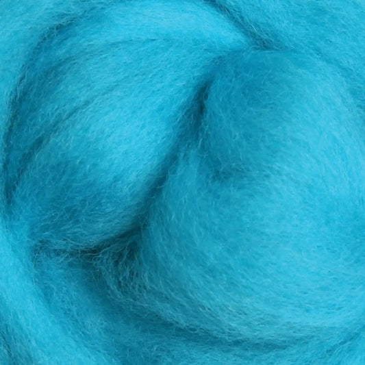 Ashford Solid Colored Corriedale Sliver - Fluro Blue