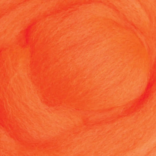 Ashford Solid Colored Corriedale Sliver - Fluro Orange