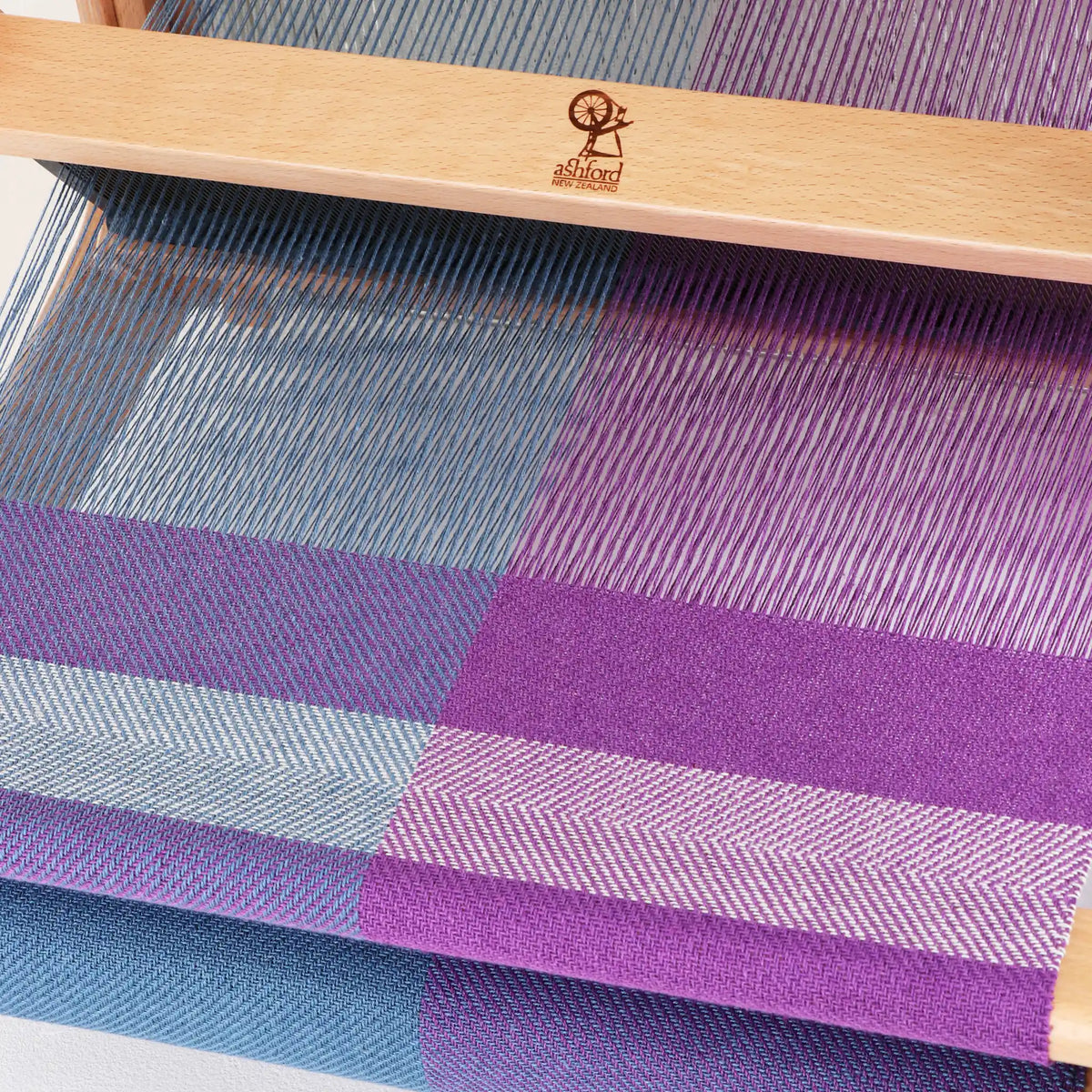 Cottolin towels in twill blocks being woven on an Ashford Brooklyn table loom