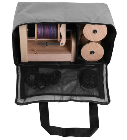 Ashford e-Spinner 3 Carry Bag lid pocket with power supply and foot switch