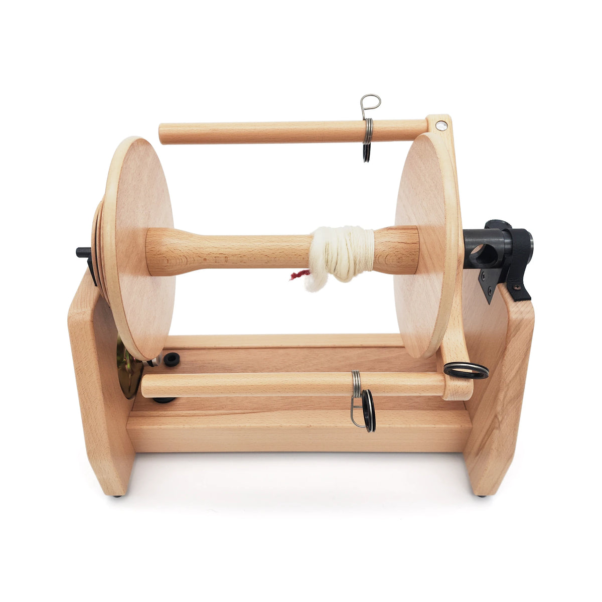 Ashford e-Spinner Super Jumbo electric spinner, left side view showing the super jumbo bobbin and flyer
