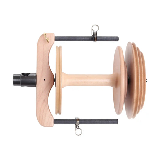 Ashford Sliding Hook Jumbo Flyer, double drive, natural finish, with its Jumbo Bobbin