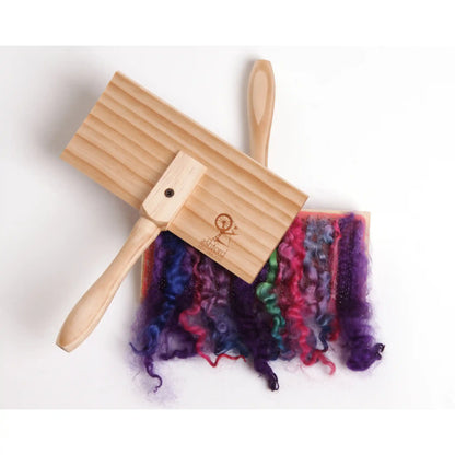 Ashford Small Hand Carders, with fibre