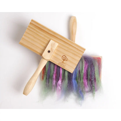 Ashford Small Hand Carders, with fibre, view 2