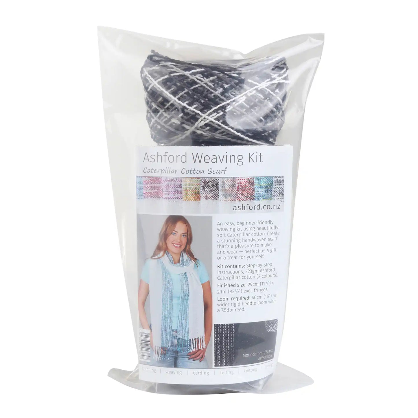 Ashford Caterpillar Cotton Weaving Kit - Monochrome with Black