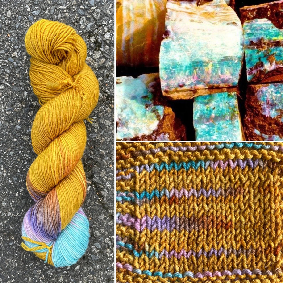 Boulder Opal colorway skein, Round Mountain Fibers Alder Fingering yarn