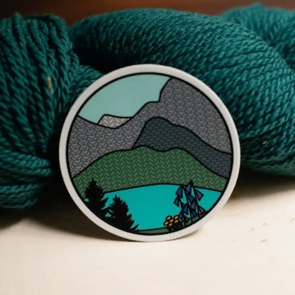 Camp Stitchwood | Glacier Knitional Park Knitting Sticker - Paradise Fibers