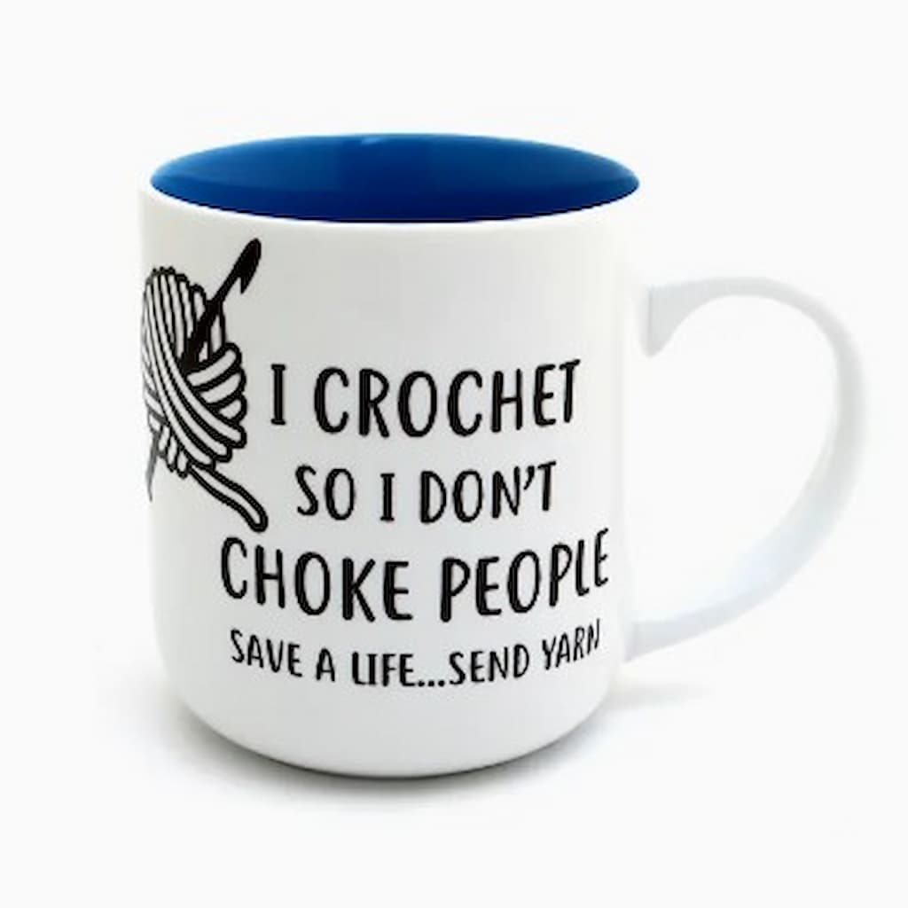 Ceramic Coffee Mug | I Crochet So I Don't Choke People - Paradise Fibers