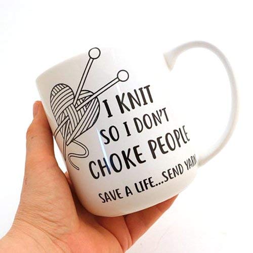 Ceramic Coffee Mug | I Knit So I Don't Choke People - Paradise Fibers