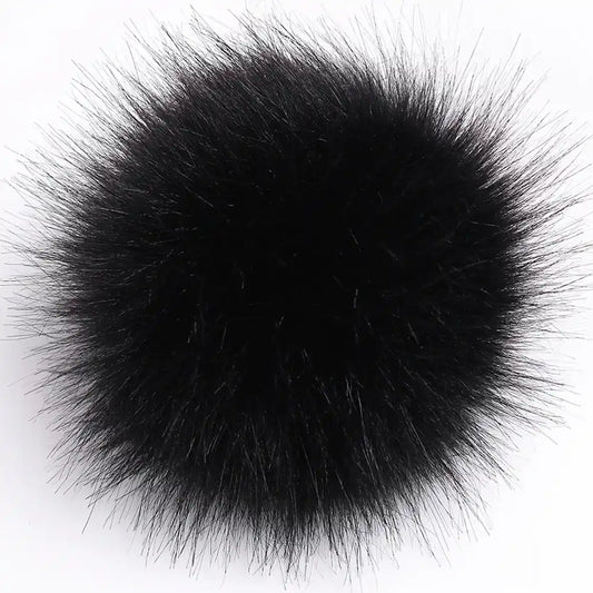 Black faux fur pom pom, ci_pom01