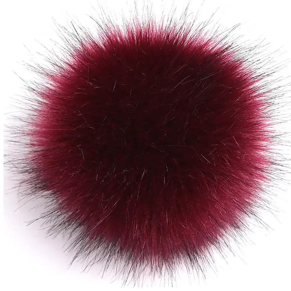 Burgundy faux fur pom pom - ci_pom33
