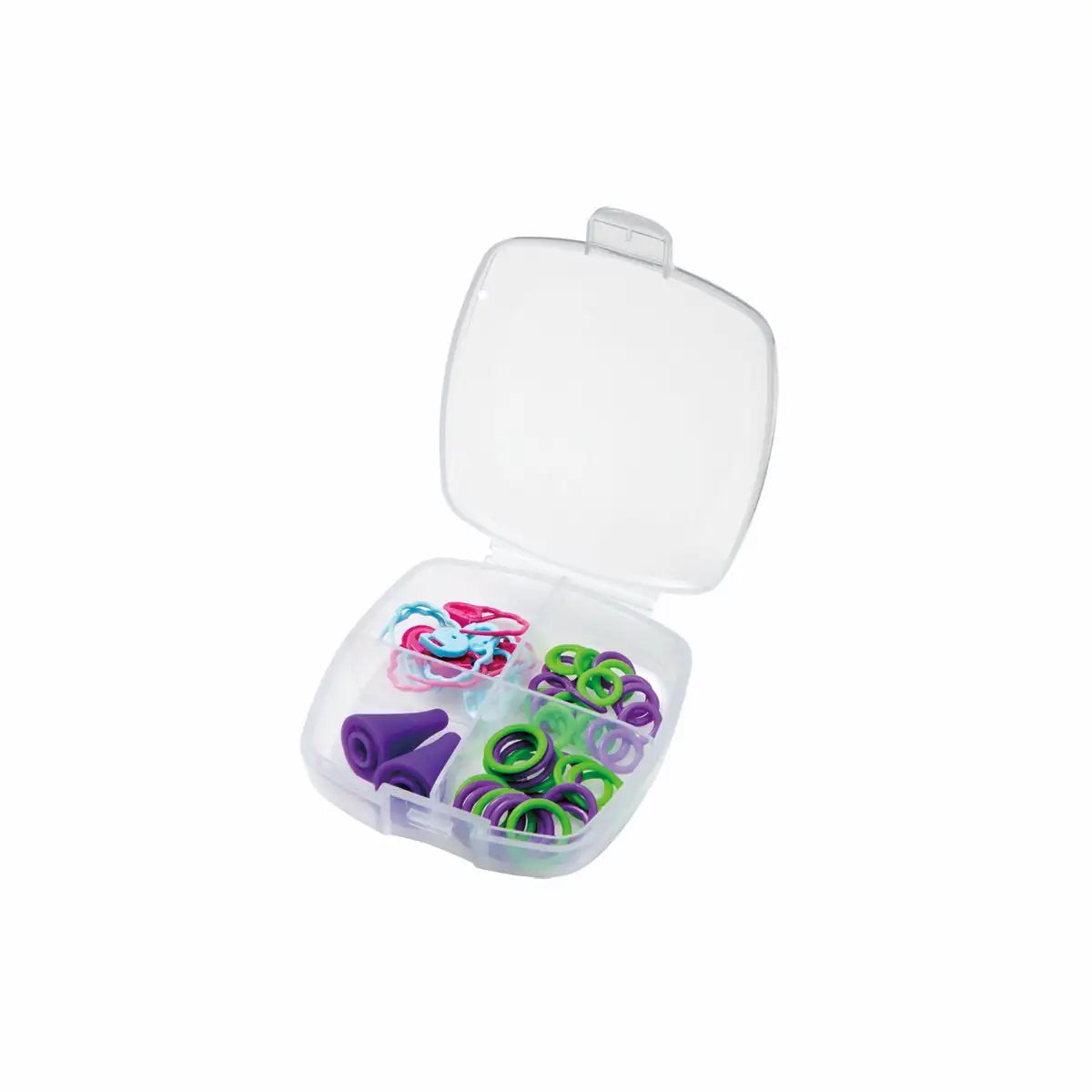 Clover Knitting Accessory Set for Beginners case with locking markers, ring markers and point protectors