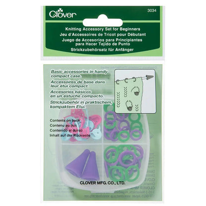 Clover Knitting Accessory Set for Beginners in its package