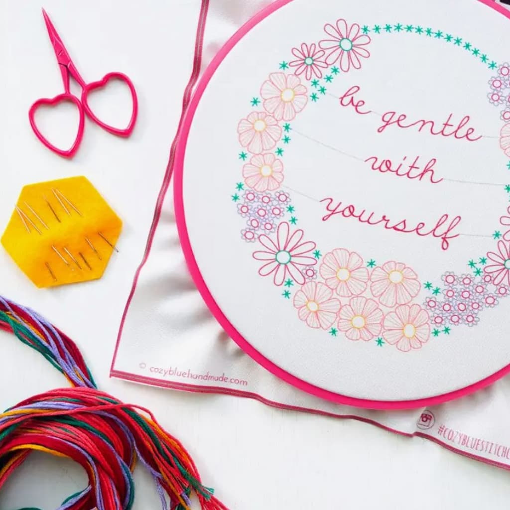Cozyblue Be Gentle With Yourself Embroidery Kit - Paradise Fibers