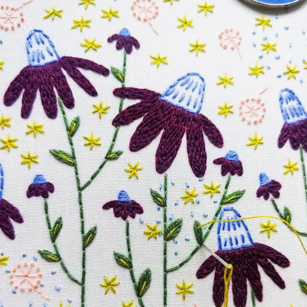 Cozyblue Coneflower Magic Embroidery Kit - Paradise Fibers