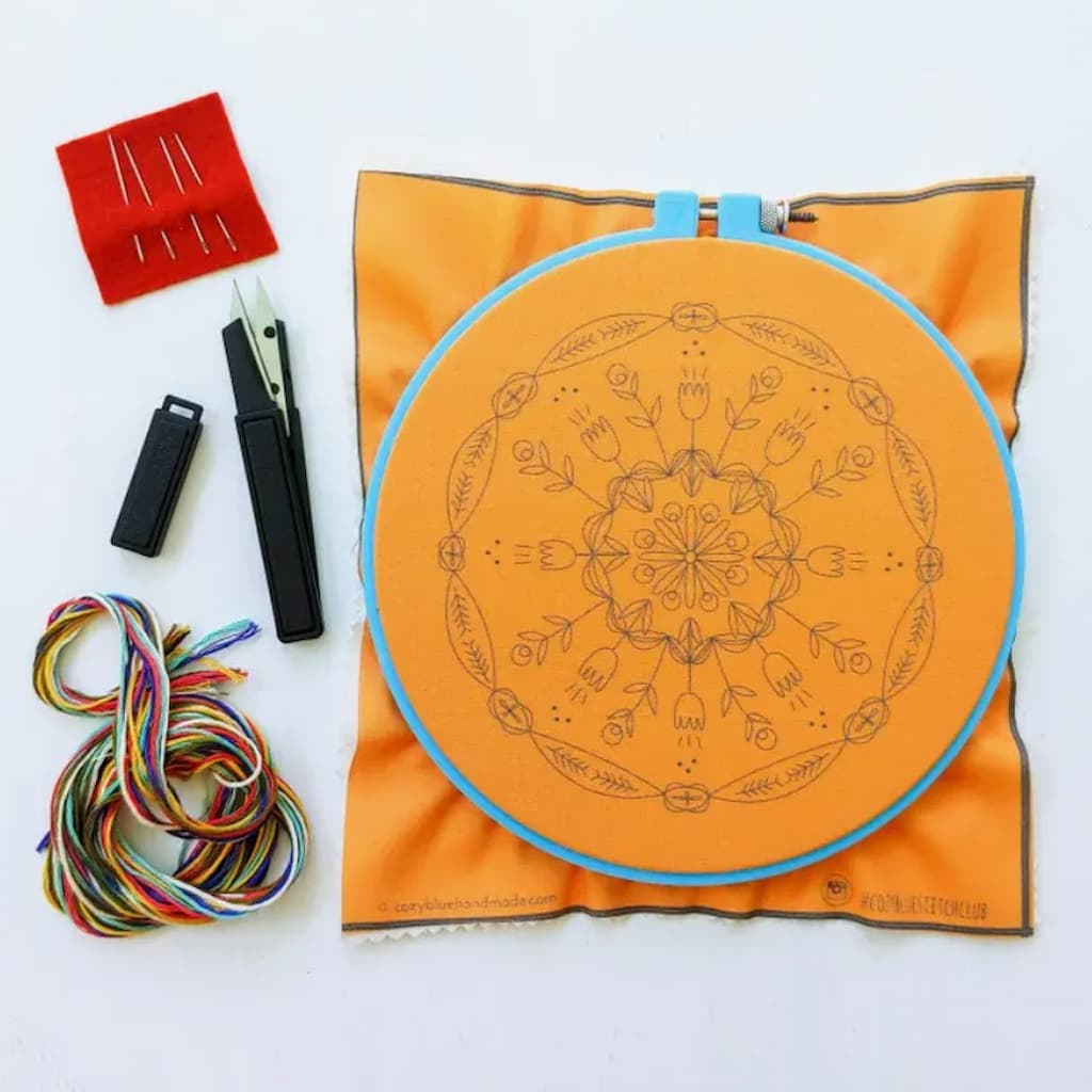 Cozyblue Tangerine Mandala Embroidery Kit - Paradise Fibers