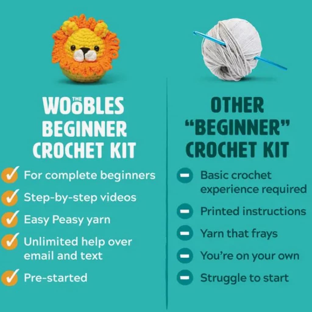 Beginner Learn to Crochet Kit Bunny Rabbit the Woobles Easy Crochet Starter Kit  Crochet Plushie Kit Amigurumi Kit DIY Craft Kit Gift 