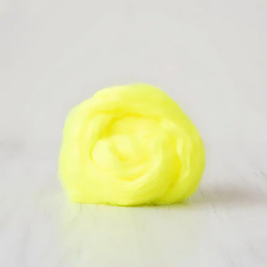 Coil of neon yellow Firestar nylon top sparkle fiber by Paradise Fibers