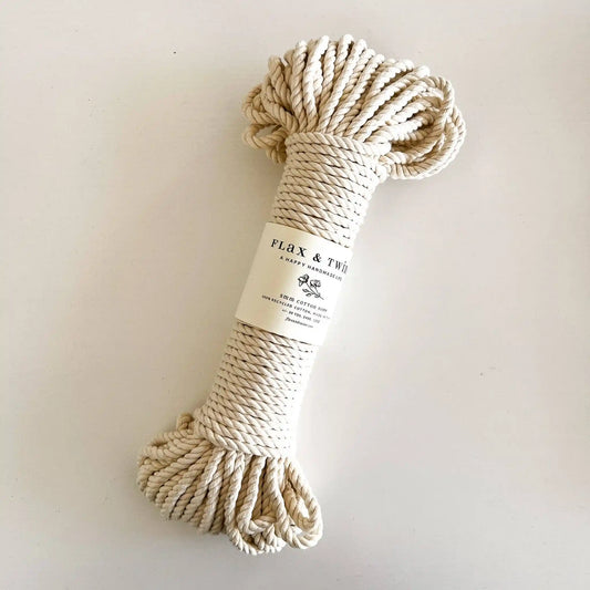 Flax & Twine Brenn 5mm Twisted Cotton Macrame Rope color Parchment