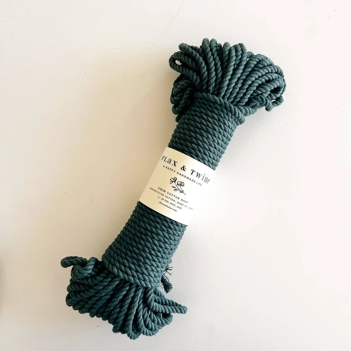 Flax & Twine Brenn 5mm Twisted Cotton Macrame Rope color Pine