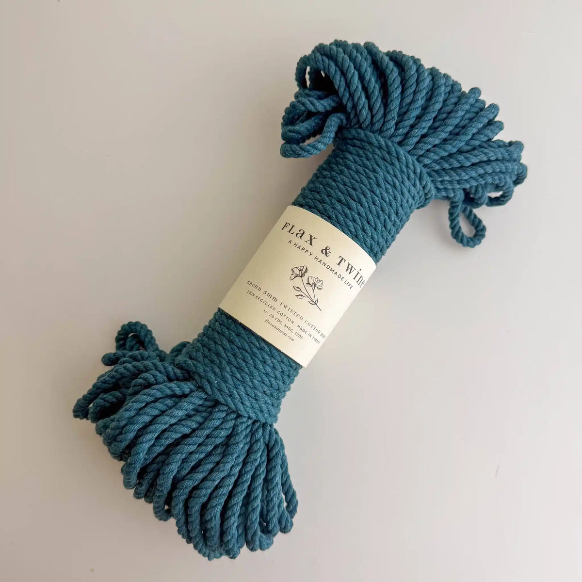Flax & Twine Brenn 5mm Twisted Cotton Macrame Rope color Peacock