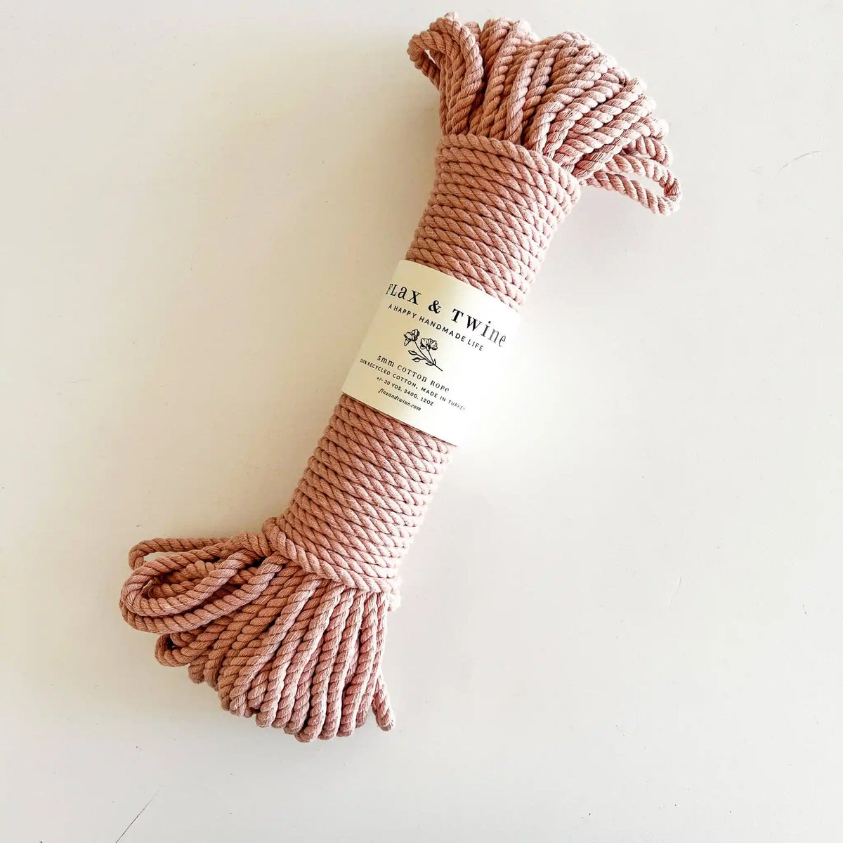 Flax & Twine Brenn 5mm Twisted Cotton Macrame Rope color Blush