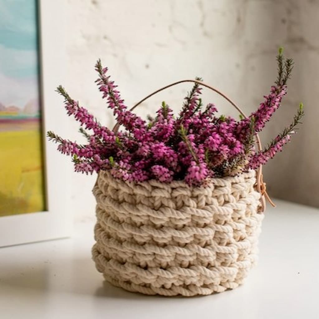 Flax & Twine Brooklyn Basket Kit with Leather Handle - Paradise Fibers