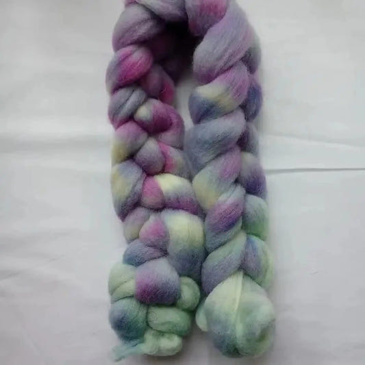 HMLLOYD MERCANTILE LLC Hand Dyed Roving Fiber Braids, Shetland - Blueberry