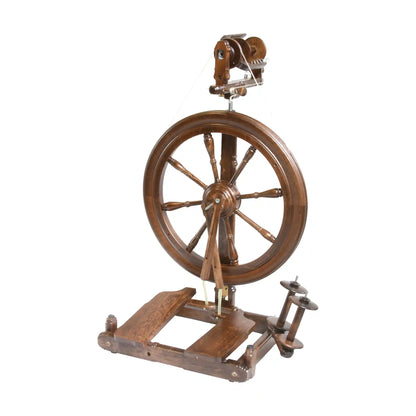 Original Kromski Sonata spinning wheel in Walnut, the wheel this jumbo flyer set fits