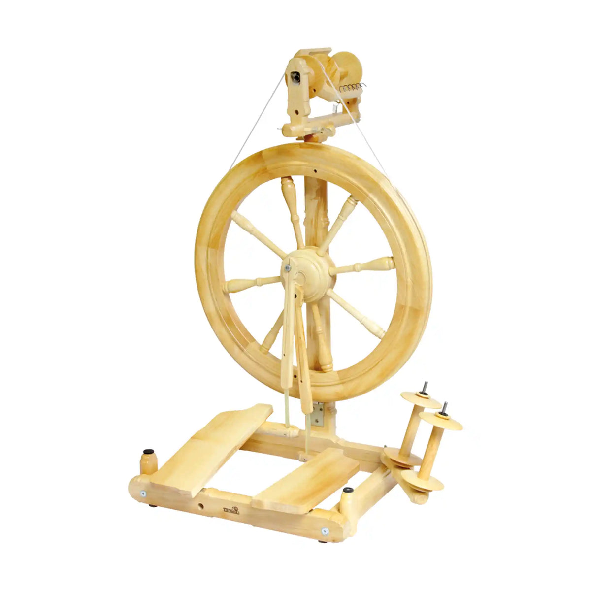 Original Kromski Sonata spinning wheel in Clear, the wheel this jumbo flyer set fits