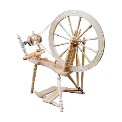 Kromski Symphony spinning wheel in Clear, the wheel this jumbo flyer set fits