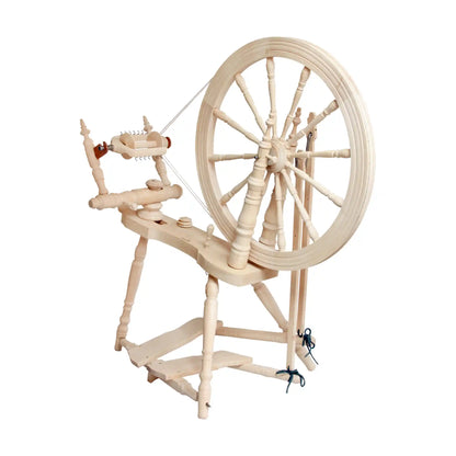 Kromski Symphony spinning wheel in Unfinished, the wheel this jumbo flyer set fits