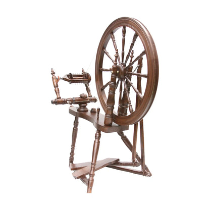 Kromski Symphony spinning wheel in Walnut, the wheel this jumbo flyer set fits