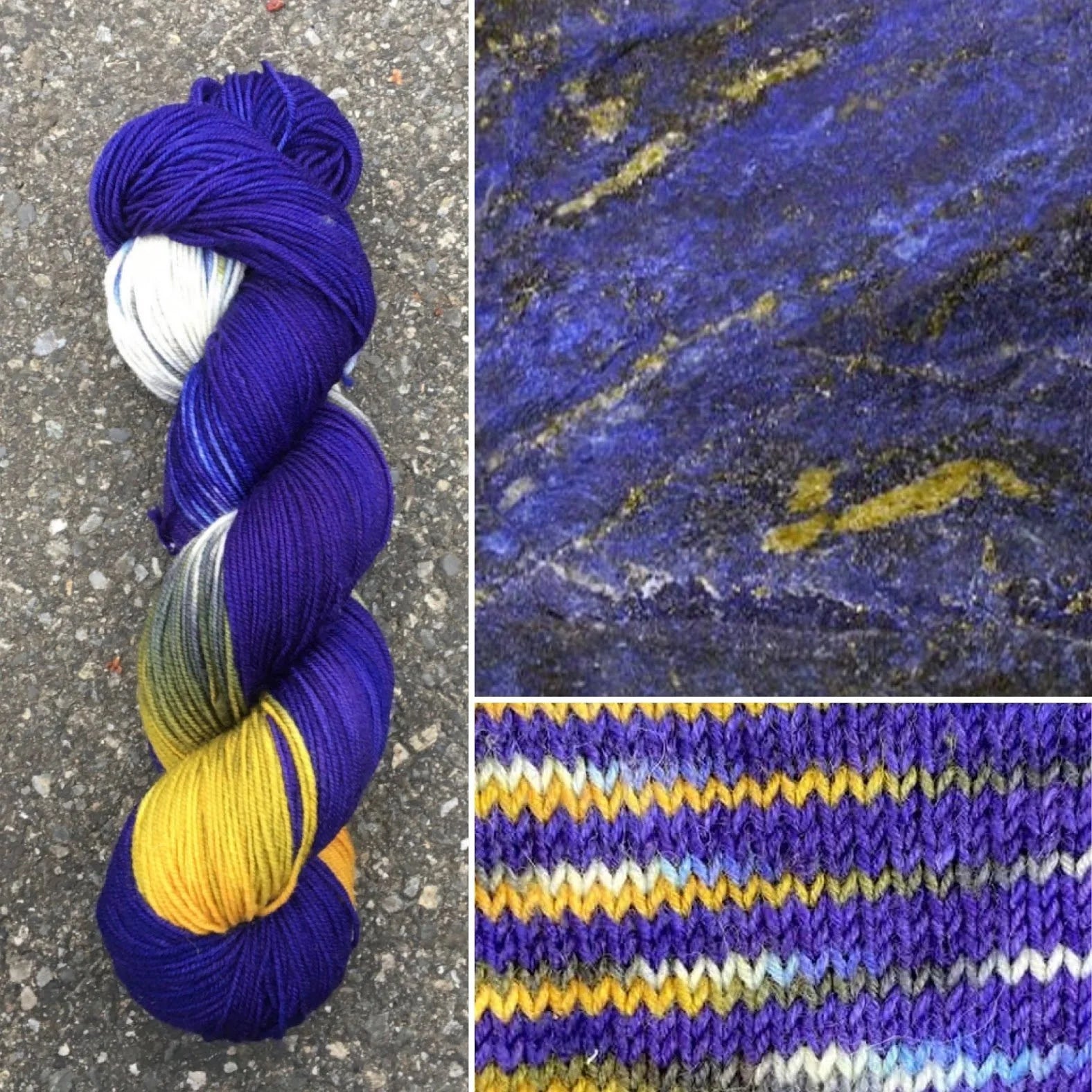 Lapis Lazuli colorway skein, Round Mountain Fibers Alder Fingering yarn