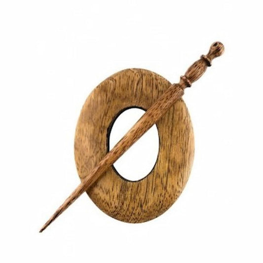 LYKKE Oval Wood Shawl Pin - Paradise Fibers