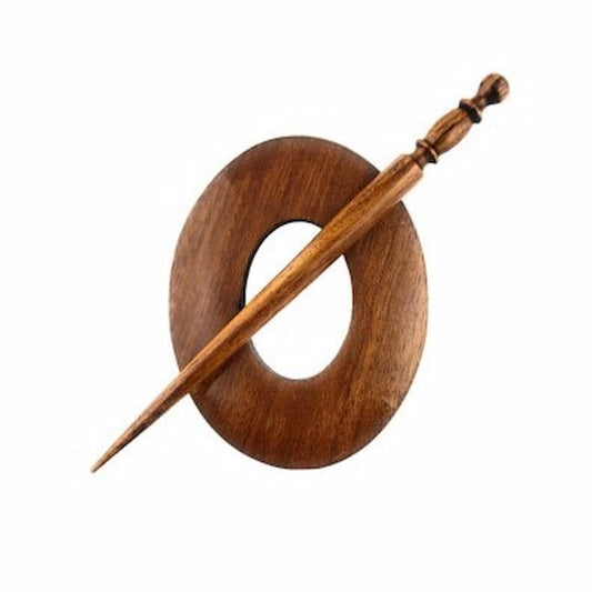 LYKKE Oval Wood Shawl Pin - Paradise Fibers