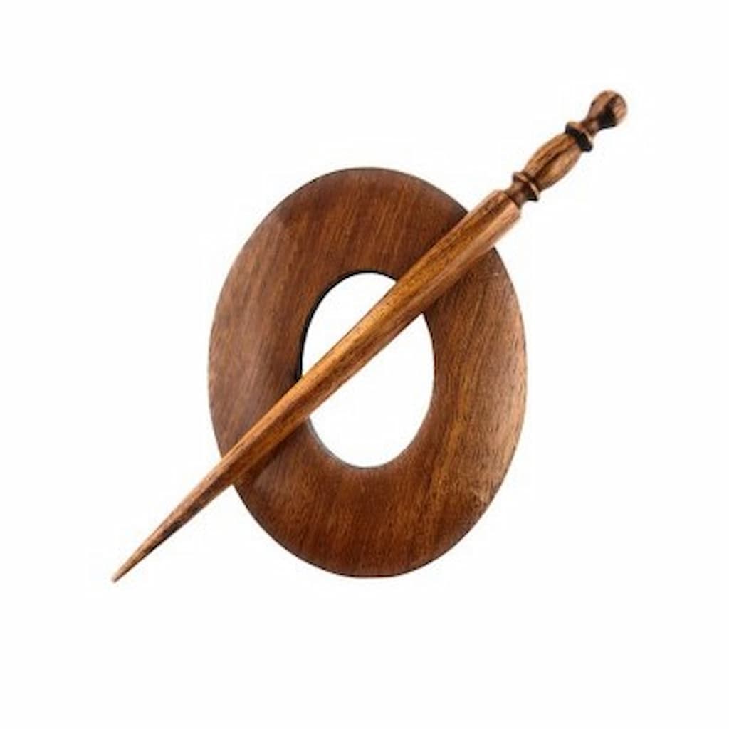 LYKKE Oval Wood Shawl Pin - Paradise Fibers