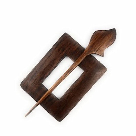 LYKKE Square Wood Shawl Pin - Paradise Fibers